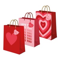 Saco para prendas Love you 26 x 10 x 32 cm vermelho e rosa - 1 unid.