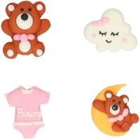 Figuras de açúcar Baby Bliss Rosa - 8 unidades