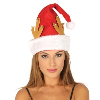 Gorro de Pai Natal com orelhas de rena de 43 cm