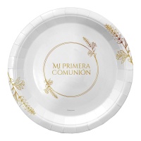Prato de Minha Primeira Comunhão Trigo de 18 cm - 8 unidades