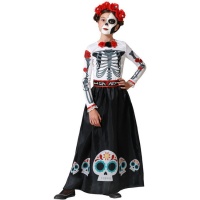 Fato de catrina preto e branco para rapariga