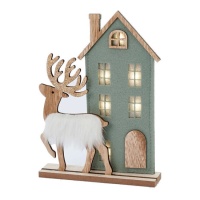 Figura da casa e da rena com led
