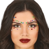 Bijutaria facial adesiva com estrelas coloridas