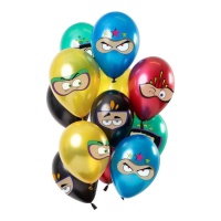 Balões super-heróis metálicos 33 cm - 12 unidades
