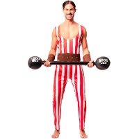 Fantasia de homem-forte vermelho e branco para homem