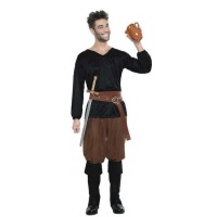 Traje de Taverna Medieval para homem preto e castanho