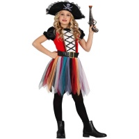 Fato pirata com saia multicolorida para raparigas