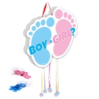 Piñata de pés para menino ou menina com confetis