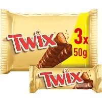 Twix de chocolate com leite e caramelo de 50 gr - 3 unidades