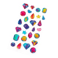 Autocolantes 3D com formas de diamantes multicoloridos - 1 folha