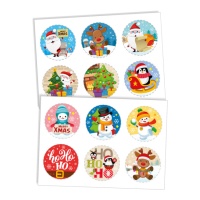 Mini discos de bolacha de Natal comestíveis 5,8 cm - 12 unid.