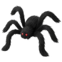 Aranha de 1,50 m preta com olhos vermelhos