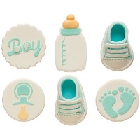 Figuras de açúcar para chá de bebê menino - Decora - 6 unidades