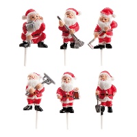 Picks de Papai Noel com profissões de 4 cm - Dekora - 72 unidades