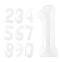 Balão número branco 1m - 1 peça