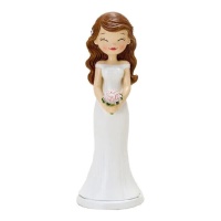 Figura para bolo de noiva com olhos fechados 21 cm