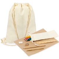 Conjunto para colorir com lápis, caderno e mochila