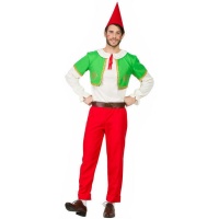 Fato de gnomo vermelho e verde para homem