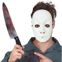 Máscara e faca de assassino de Halloween
