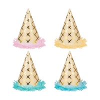 Chapéus de cone coloridos - 8 unidades