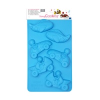 Molde de silicone de carros, motas e aviões 17,5 x 30 cm - Scrapcooking - 6 cavidades