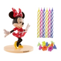 Conjunto de bolo com figuras da Minnie Mouse e velas - Dekora