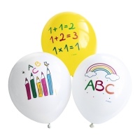Balões de látex de regresso às aulas 27,5 cm - 6 pcs.