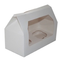 Caixa para 2 cupcakes branca com janela - Azucren