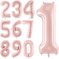 Balão número rosa bebé 72 cm - Partydeco - 1 unidade