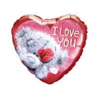 Eu te amo balão de coração vermelho com urso de pelúcia 46 cm - Qualatex