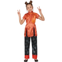 Fato oriental clássico chinês para rapariga