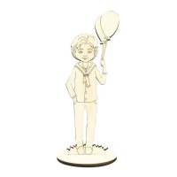 Figura de madeira de um menino da comunhão com balões 27 x 9,5 cm - Artis decor