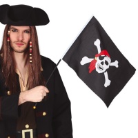 Bandeira de pirata com mastro 42 x 30 cm
