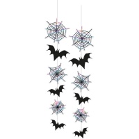 Pendentes de teias de aranha e morcegos 70 cm