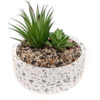 Planta artificial com vaso de granito de 20 x 7 cm de largura