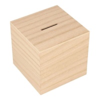 Mealheiro quadrado de madeira com 8,7 x 8,7 cm