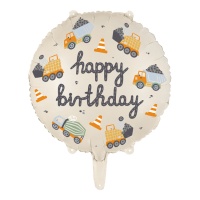 Balão Feliz Aniversário 45 cm globo de construção - PartyDeco