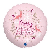 Feliz Balão de Natal 46 cm rosa - Grabo