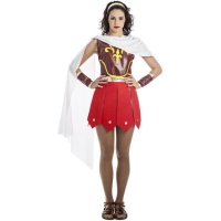 Fato de guerreiro romano vermelho para mulher