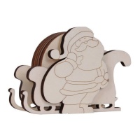 Trenó de madeira e base para copos do Pai Natal e suporte 17 x 13,5 x 12 cm - Artis decor