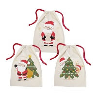 Saco de presente de 34 x 25 x 1 cm de Papai Noel feliz - 1 unidade