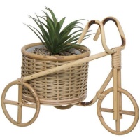 Planta artificial com vaso de bambu em forma de bicicleta 29 x 16 x 23,8 cm