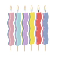Velas onduladas multicolor de 10 cm - 6 unidades