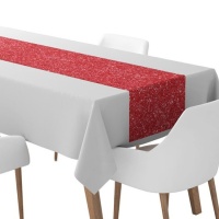 Caminho de mesa com glitter vermelho de 0,40 x 2,50 m - 1 unidade