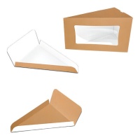 Caixa e base para fatias de bolo em kraft 15,5 x 10 cm - 1 unidade