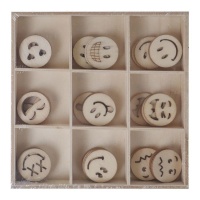 Emoticons de madeira figuras cortadas sob pressão - Artis decor - 45 unidades
