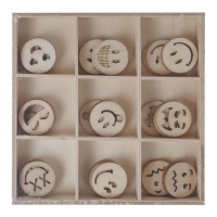 Figuras recortadas de Emoticons em madeira - Artis decor - 45 unidades