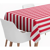Toalha de mesa de papel de 1,80 x 1,20 m com listras vermelhas e brancas