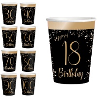 Copos Elegant Gold de 250 ml com números - 8 unidades