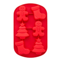 Molde de figuras de Natal em silicone 17 x 26 cm - Wilton - 6 cavidades